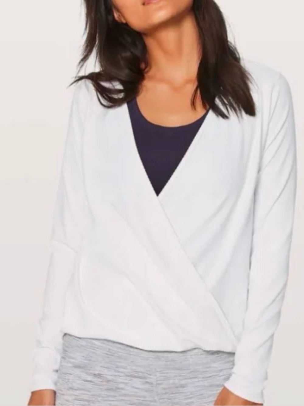 lululemon White Full Freedom Long Sleeve Yoga front wrap shirt  Size 4